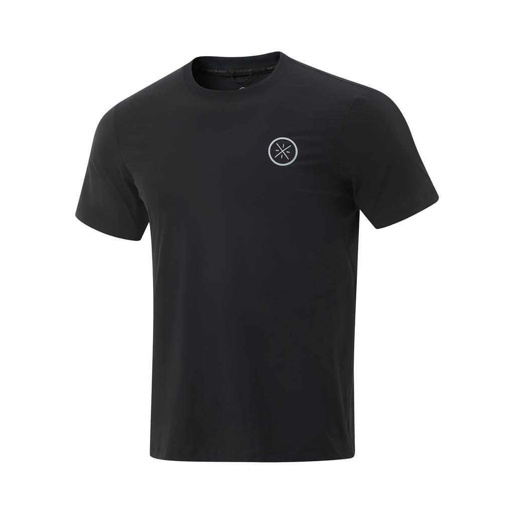 Li Ning Wade Series Comfortable Breathable Versatile Casual Simple Round Neck Pullover Short Sleeve T-Shirt Men T-Shirt Black ATSV017-1