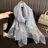 Luxury Silk Shawl Scarf for Women Design Embroidery Flowers Hijab Wraps Bufandas Female Headkerchief Fouloud Echarpe