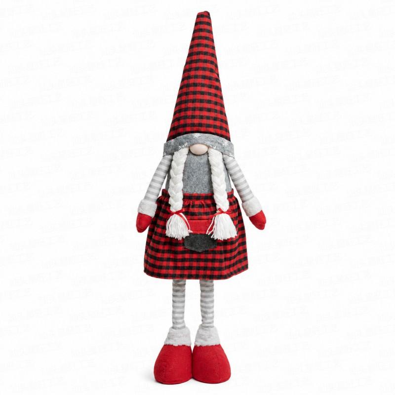 Christmas Black Red Checked Gnome Figurine Adjustable Standing Xmas Decor