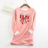 Women's Round Neck Print Thickened Plush Cashmere Warm Long Top