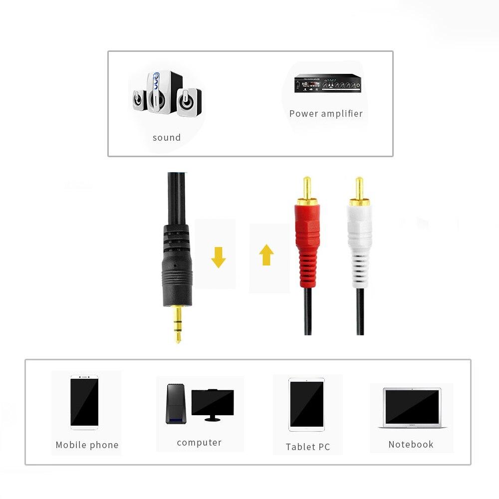2 штекера RCA к мини-штекеру 3,5 мм, стереоразветвитель, аудиокабель для MP3, MP4, Aux, телефон, ТВ, звук, компьютер, музыка, провода