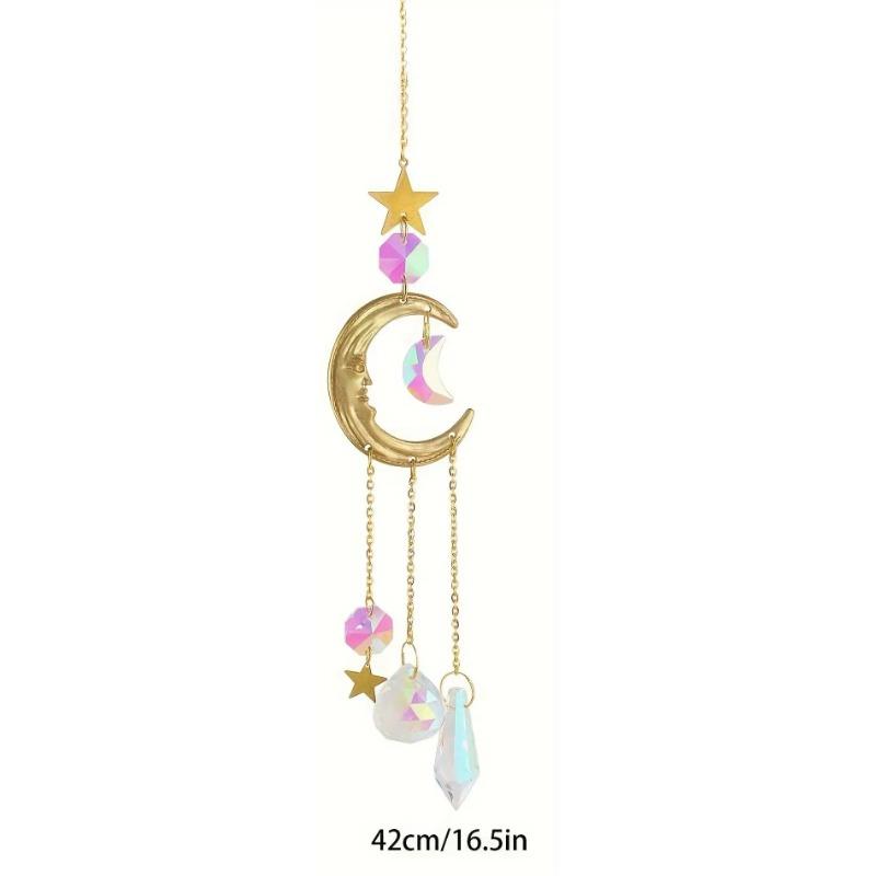 1 шт. Лунная призма Ловец солнца для окна Фазы Луны Ловцы снов с кристаллами Колокольчики ветра Садовые ловцы солнца для кристальной машины