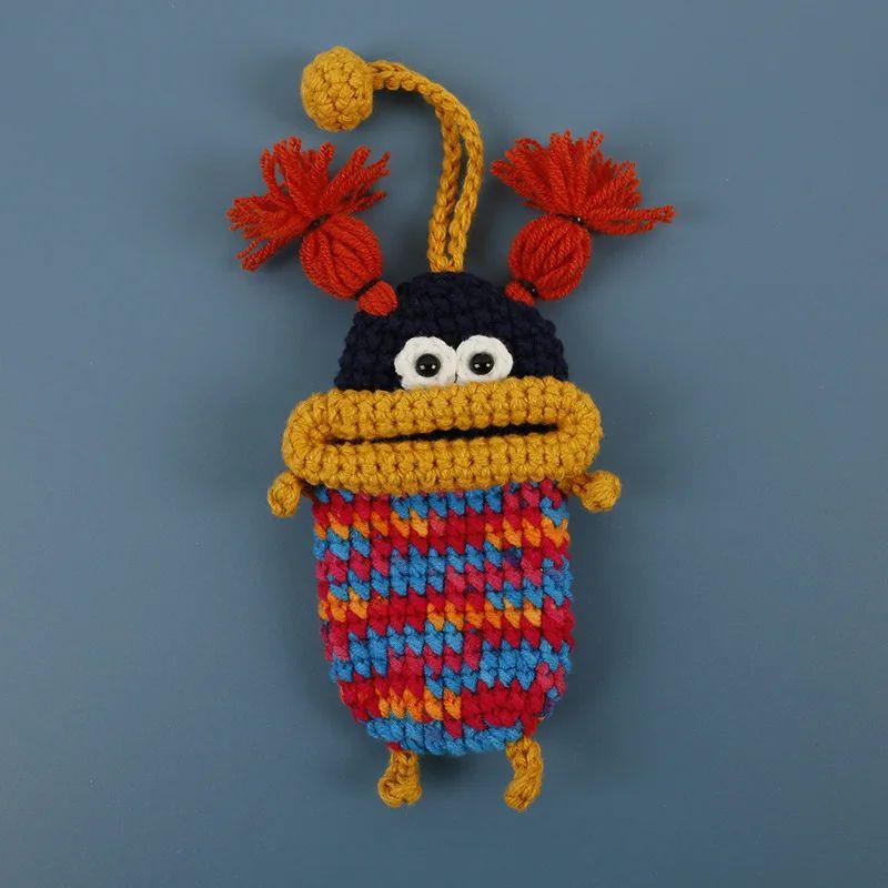 Забавные вязаные крючком брелоки Вязание Милая кукла с сосисочным ртом Держатель для ключей Полезная вязаная сумка для хранения Брелоки для автомобильных ключей Оптовая торговля