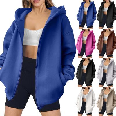 Женские толстовки с капюшоном на молнии, свободные толстовки с длинным рукавом, флисовые куртки, пальто, тренировочные наряды, осенние тренды