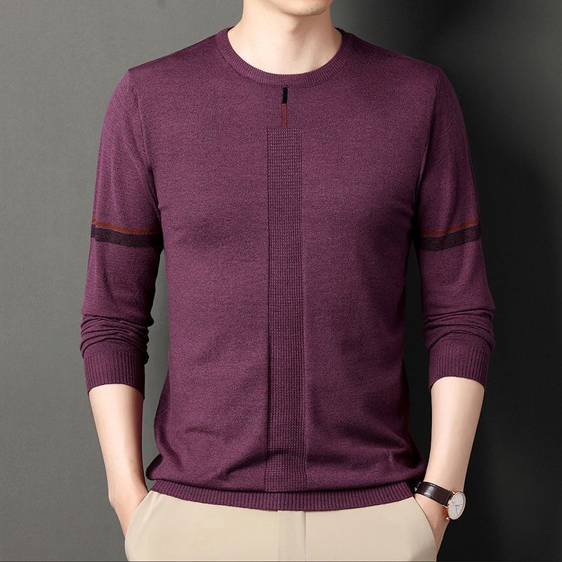 Уличная мода Мужские однотонные облегающие свитера Весна Осень Повседневная мужская одежда С длинным рукавом Круглый вырез Вязаные базовые топы