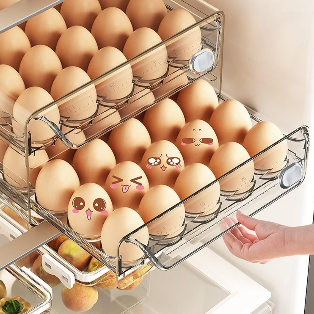 Transparent Egg Storage Box Double Layer Egg Container Egg Preservation Box Refrigerator