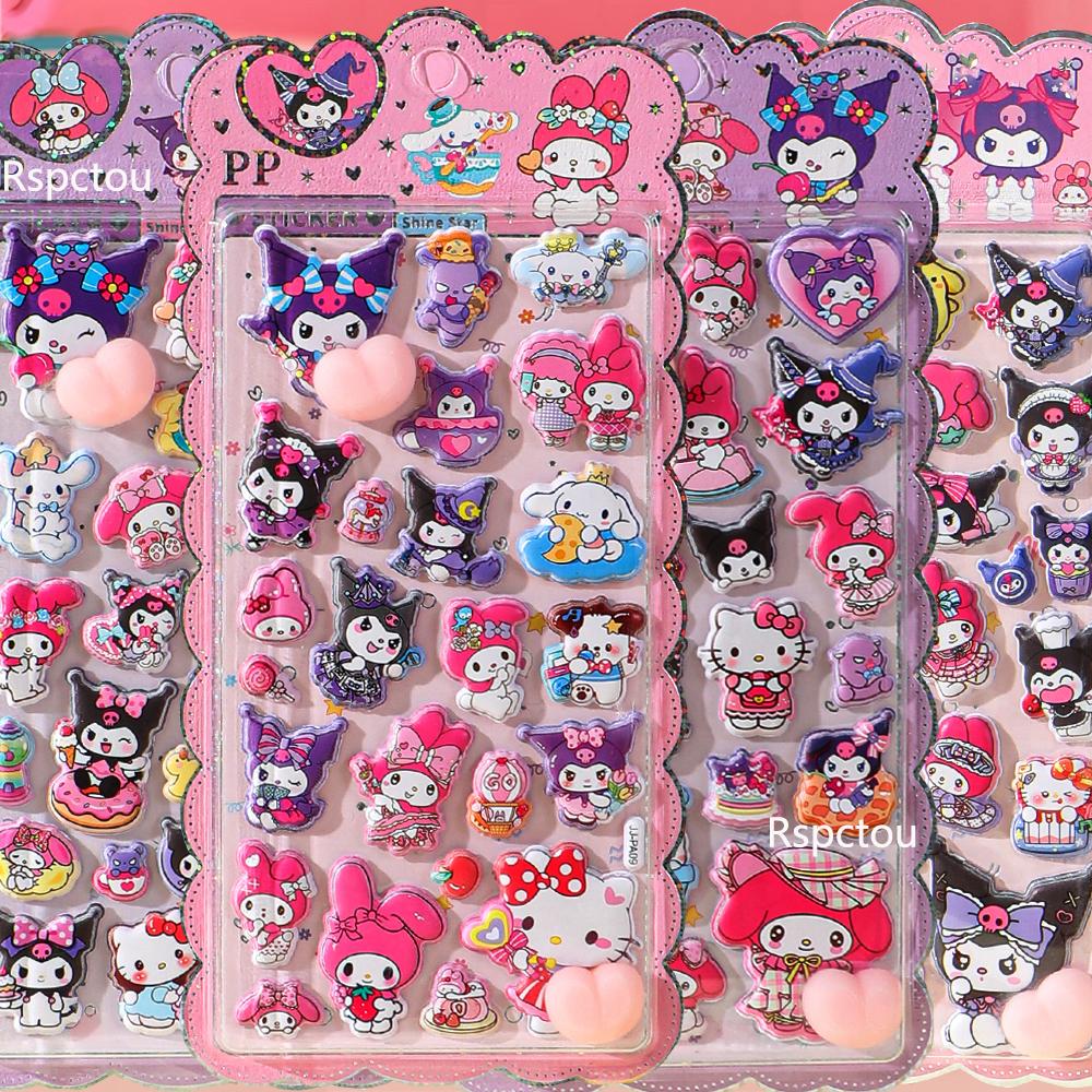 Кавайные 3D Наклейки на Попу Киннаморолль, Моя Мелоди, Куроми Sanrio 3D Рельефные Наклейки Игрушки Милые Снимающие Стресс Мягкие Сжимающиеся Наклейки Подарок