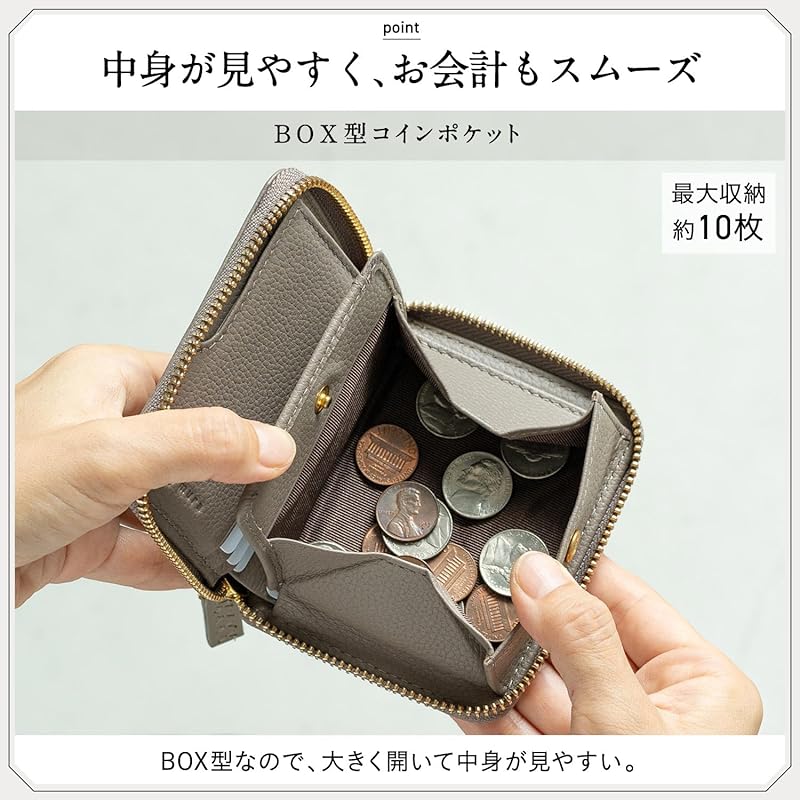 [Неровность] женский кошелек бифолд мини-кошелек компактный круглый на молнии натуральная кожа (серый)