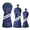 Golf Head Cover Driver Eighteen Golf 440cc 460cc Wood Utility UT Cover Waterproof Golf Equipment Double Stripe Black Navy White (Navy, 3 Piece Set