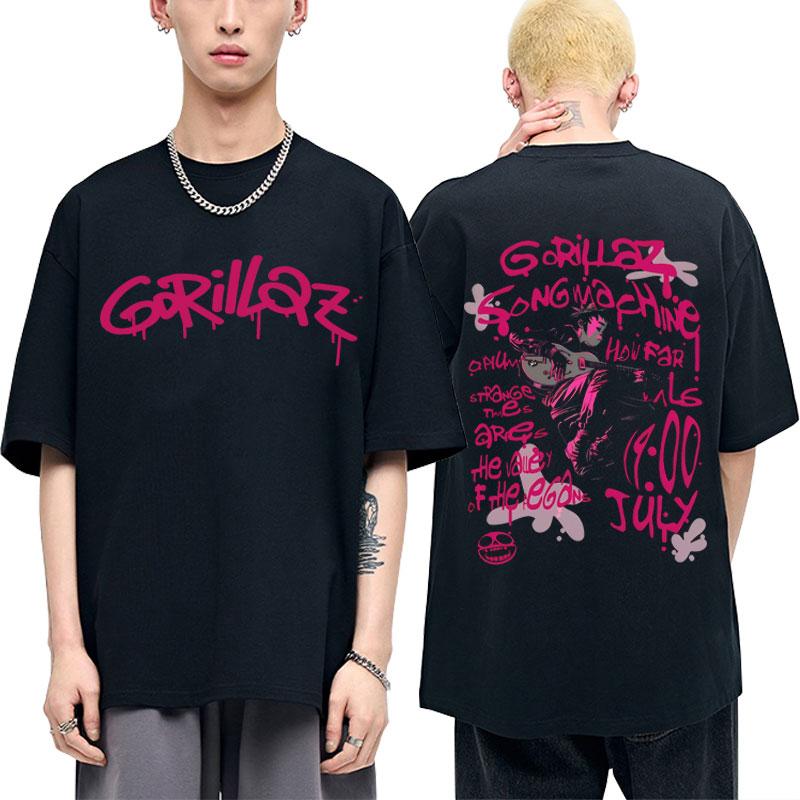 Рок-группа Gorillaz The Now Now Графическая футболка Мужчины Женщины Мода Повседневная Винтажные Футболки Мужские Повседневные Хлопковые Футболки Оверсайз
