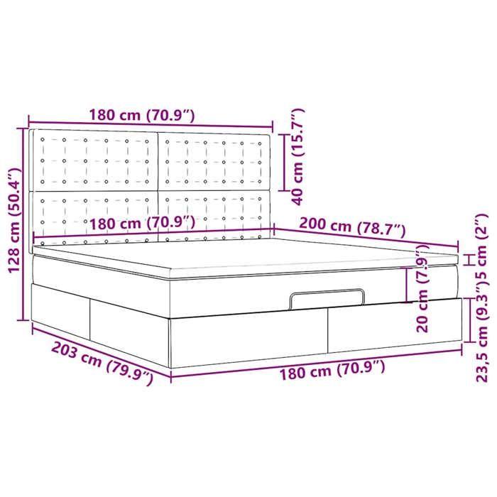 VidaXL Ottoman Bed Frame with Mattress Black 180x200 Cm Faux Leather 3313865