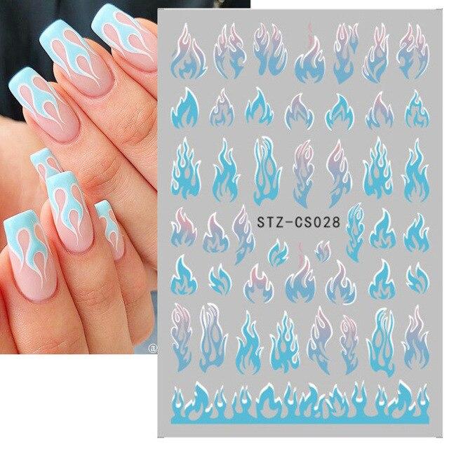 Abstract Line DIY Nail Stickers for Women Girls Nail Art Decorations Rose Gold Spring 3D Sliders for Manicure Nail Polish Decals
