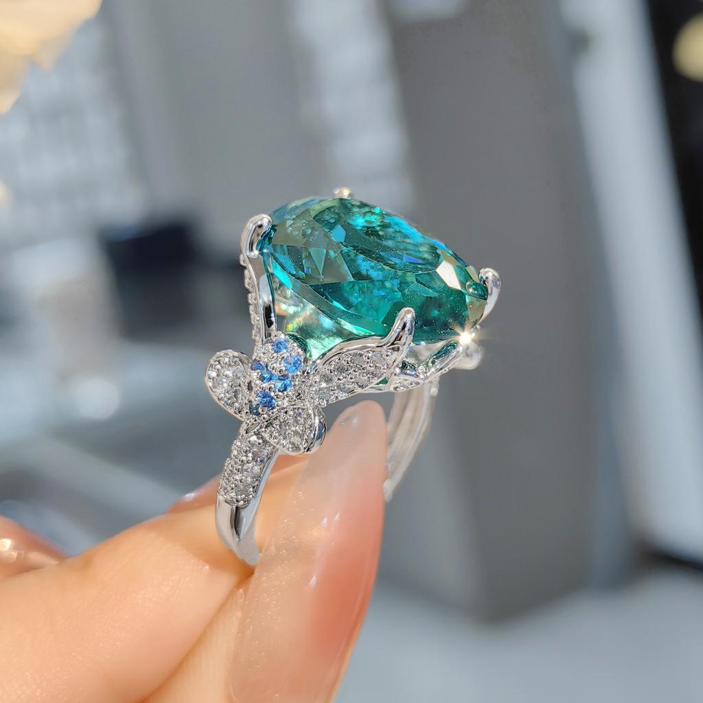 Тяжелая промышленность Параиба Озеро Вода Голубой Подвеска Яйцо Голубя Ожерелье Серьги-пусеты с бриллиантами высокой чистоты Кольцо с розовым бриллиантом Цветной набор сокровищ Женский