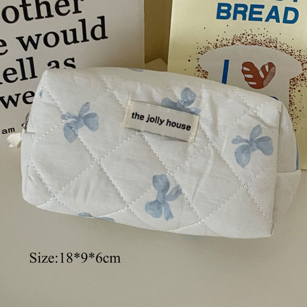Сумка для хранения с принтом бантом, хлопковая сумка для макияжа, портативная сумка для хранения средств по уходу за кожей