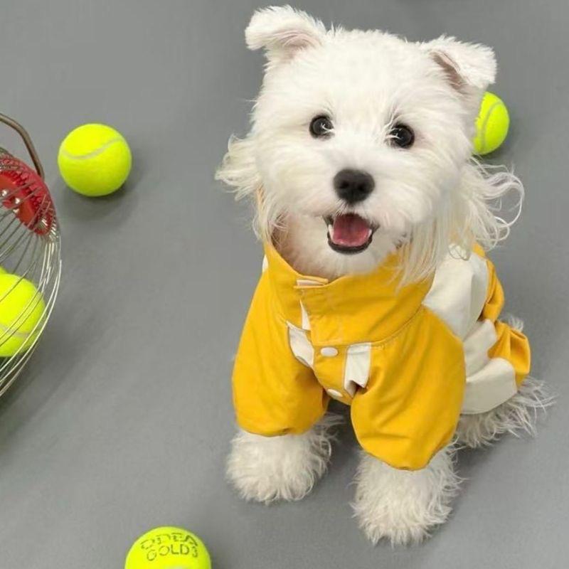 Pet dog raincoat waterproof four-legged tooling contrasting color splicing jacket windproof handsome dog clothes