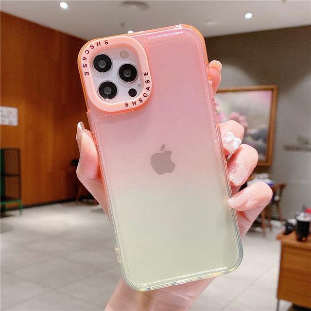 Противоударный прозрачный чехол для телефона с градиентом для Iphone 14 13 Pro Max 12 11 Pro Max Xr Xs X 14plus 13, прозрачный мягкий бампер, задняя крышка