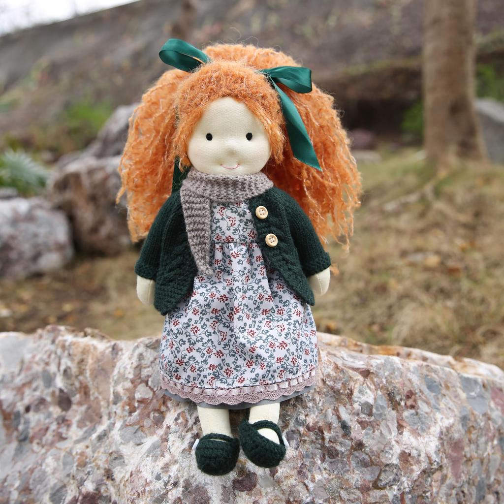 BlissfulPixie Waldorf Doll Cute Plush Toy for Perfect for Kids - Diana, Handmade, 30cm, Soft, Girls,