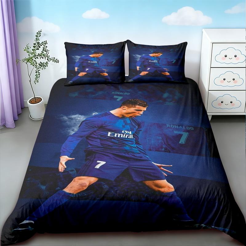 Пододеяльник Cristiano Ronaldo Футбольный Комплект постельного белья CR7 для комфортной и дышащей спальни Подарки фанатам Размер Queen King