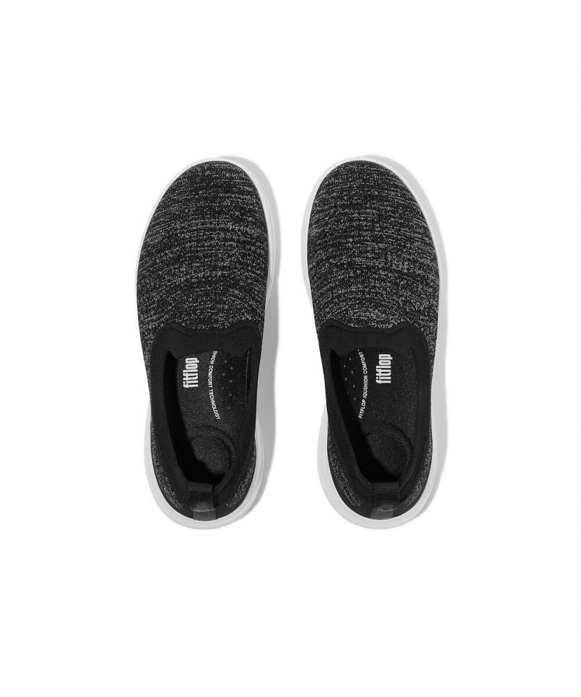 Fitflop [Super-Q] Женские вязаные слипоны - Черный/Серебристый (Ft59K2N233)