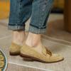 Fashion 2024 New Spring Women Shoes Camel Buckle Casual Kid Suede Women Loafers Solid Low Heel Pumps Shoes for Women Moccasin Shoes