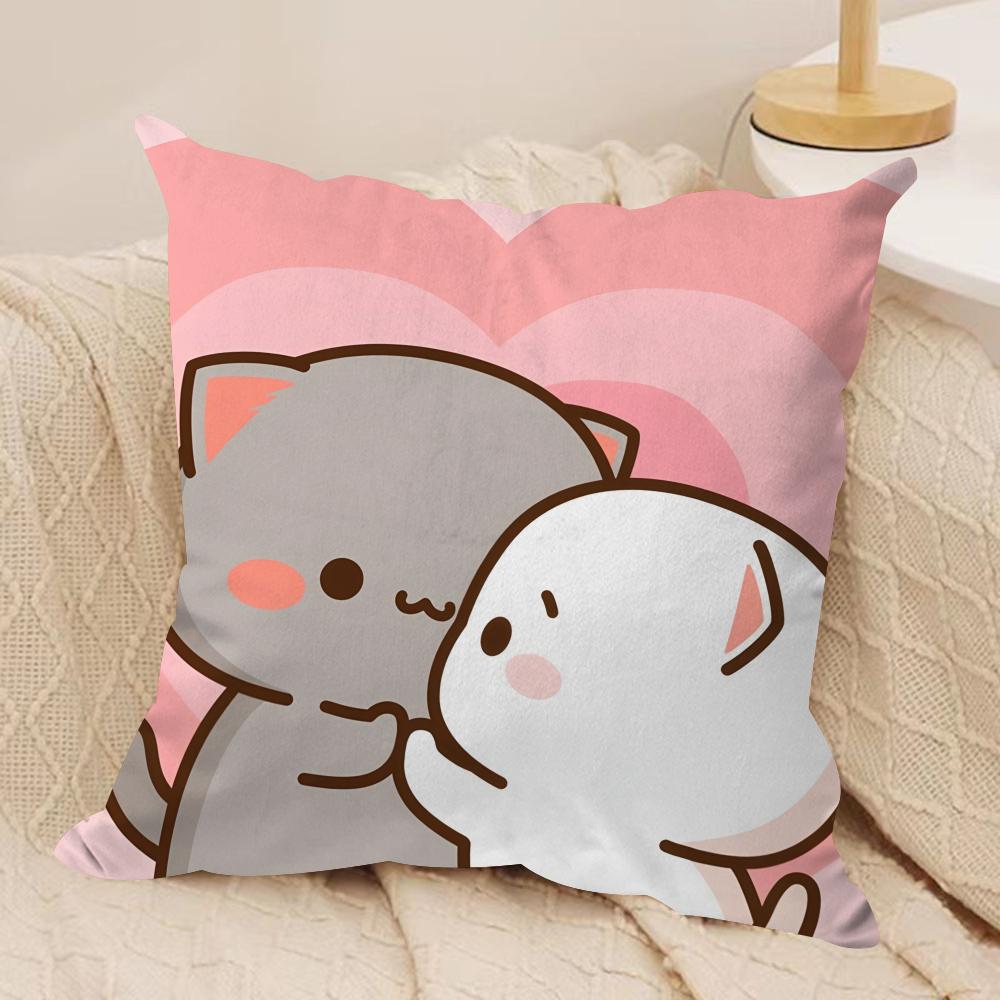 Sweet Cute PPeach Gomas Cushion Cover Silky Short Plush Invisible Zipper Dustproof Sofa Pillow Case For Home Decor