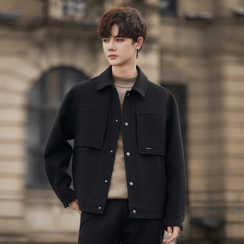 The New Korean Version of Solid Color Woolen Casual Fashion Men's Short Jacket Jacket Is Trendy