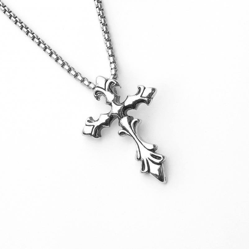 Титановый кулон в виде черепа с крыльями ангела, винтажное ожерелье из нержавеющей стали с крестом, аксессуары для мужчин и женщин
