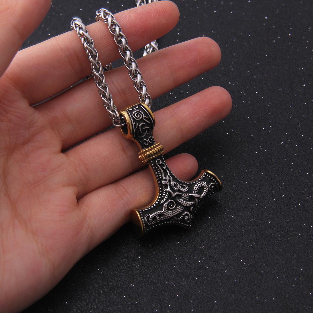 Винтажное ожерелье из нержавеющей стали с молотом Тора, скандинавское ожерелье с подвеской в виде викингов, скандинавский норвежский мужской амулет в стиле хип-хоп, ювелирные изделия в подарок