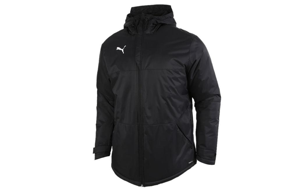 Puma Стеганая куртка с капюшоном, утепленная флисом, ветрозащитная, с логотипом, повседневная, спортивная, мужская, зимняя, черная 657747-03