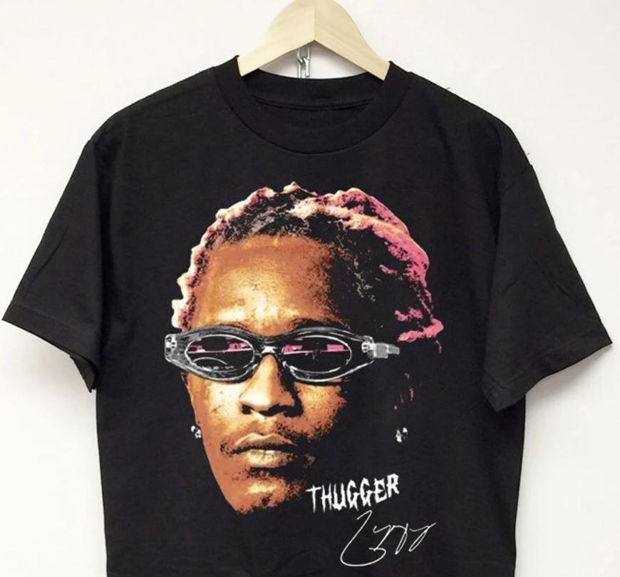Винтаж YOUNG THUG Музыкальная звезда Плотный Хлопок Черный S-5XL Унисекс Рубашка BL322
