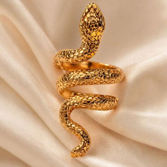 Exaggerated Snake Print Finger Band, Adjustable Open Snake Ring, Three-Dimensional Winding Design Animal Ring for Jewelry Gift