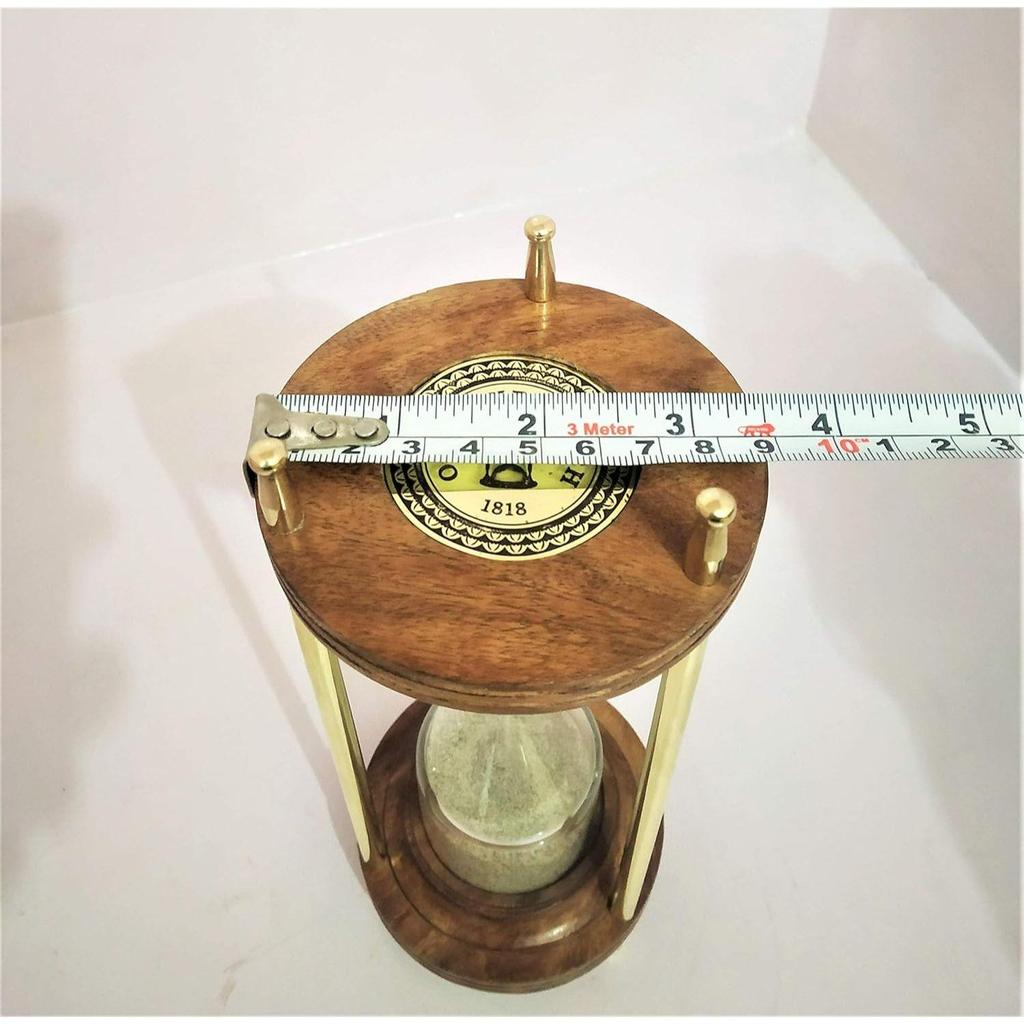 Vintage 10-Minute Sand Timer – Wooden & Brass Hourglass Clock | Nautical Home Decor, Ideal for Tea, Study & Mindfulness (6-Inch Height)