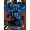 Summer Round Neck 3D Tiger Pattern Printed Top Fashionable Casual Short Sleeved Men's T-shirts