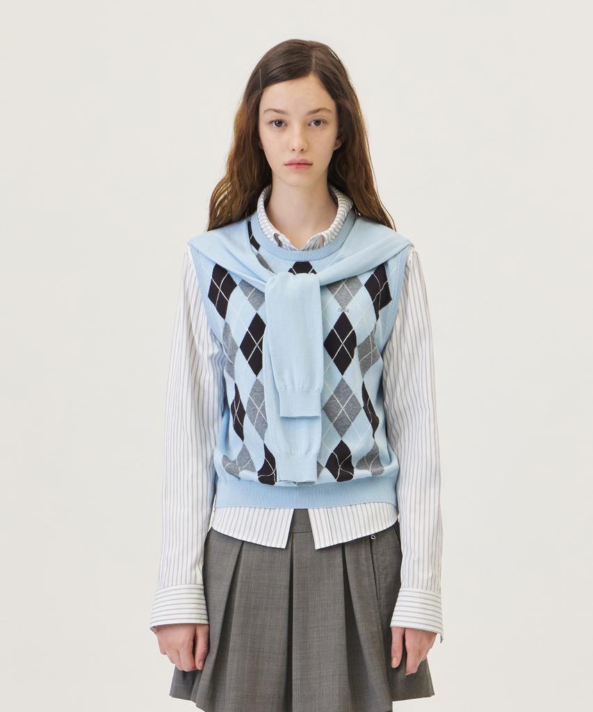 GROVE Veni Argyle Vest (Light Blue)