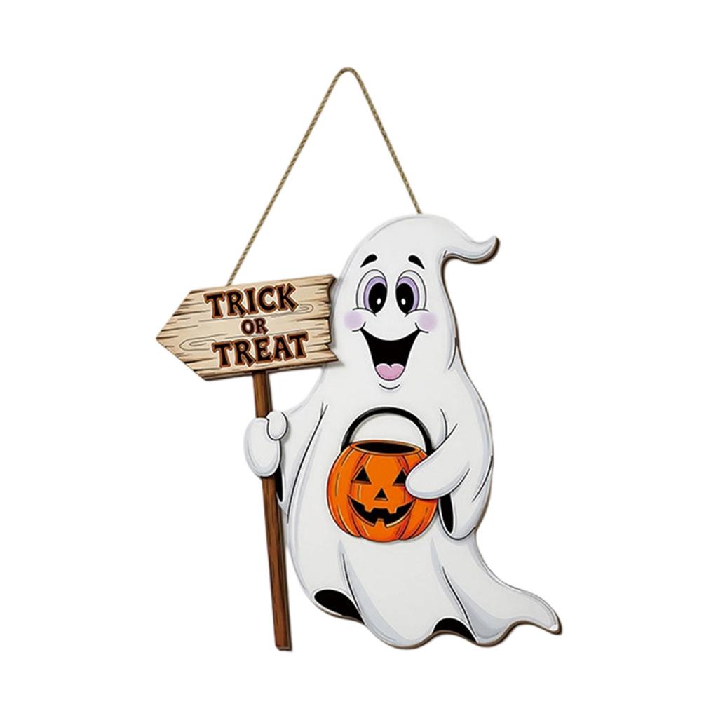 Halloween Ghost Wooden Sign For Spooky Home Decor Crafted From Durable Poplar Wood