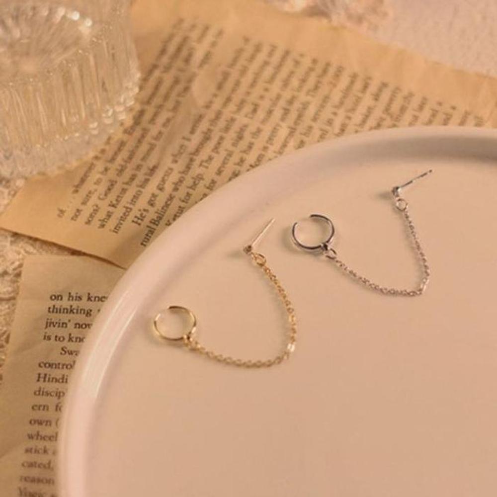 [Onm] Onm Ggd Basic Simple Linked Ear Cuff Bracelet Earrings (9593329)
