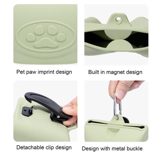 Silicone Dog Treat Pouch Small Pet Training Snack Bag with Magnetic Closure And Waist Clip for Training Walking