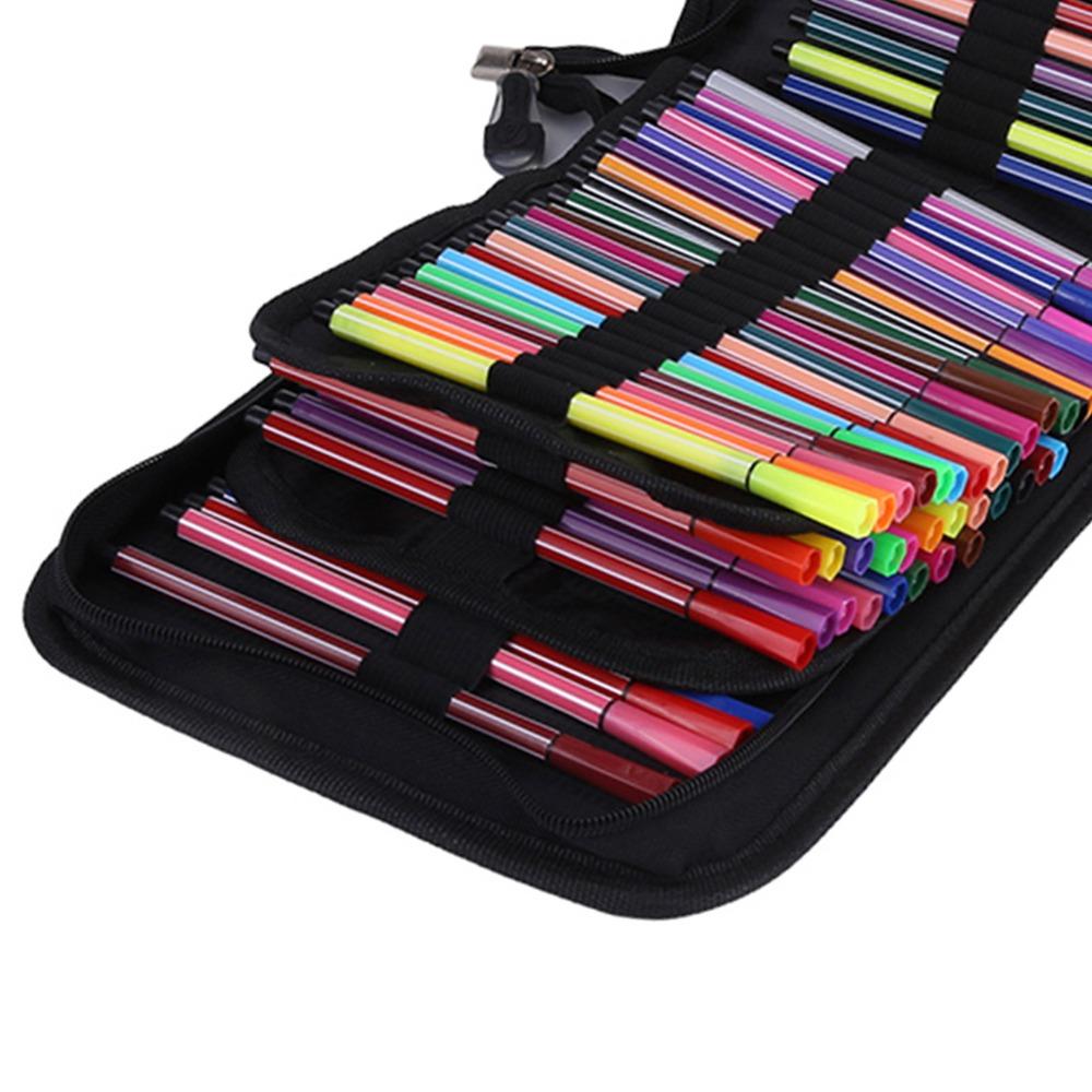 72/120 Slots Pencil Case Black Art Pencil Case Durable Pencil Case Organizer Drawing