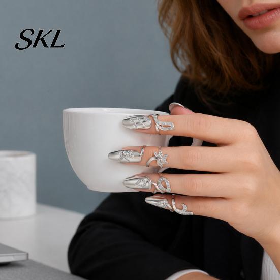 Non-scratch Nail Ring Universal Fit Ring, Lightweight Adjustable Opening Finger Jewelry, Versatile Geometric Design for Protecting Manicure