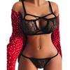 1 Set Sexy Underwear See Through Hollow Out Crossover Strap Breathable Tempting Lace Erotic Underwear Ladies Clothing