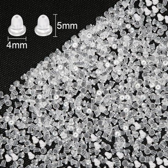 1000pcs Clear Plastic Rubber Safety Earring Backs Soft Silicone Clutch Ear Nut S