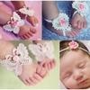 Baby Girls Flower Barefoot Sandals Headband Foot Set Elastic Hairband