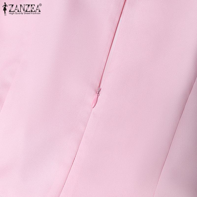 ZANZEA Женское летнее повседневное платье с принтом и коротким рукавом и кукольным воротником