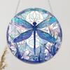 Round Stained Glass Style Window Hangings 5.9 Inch Colorful Sun Catcher with Chain for Indoor Outdoor Decor Light Reflection Artistic Gift