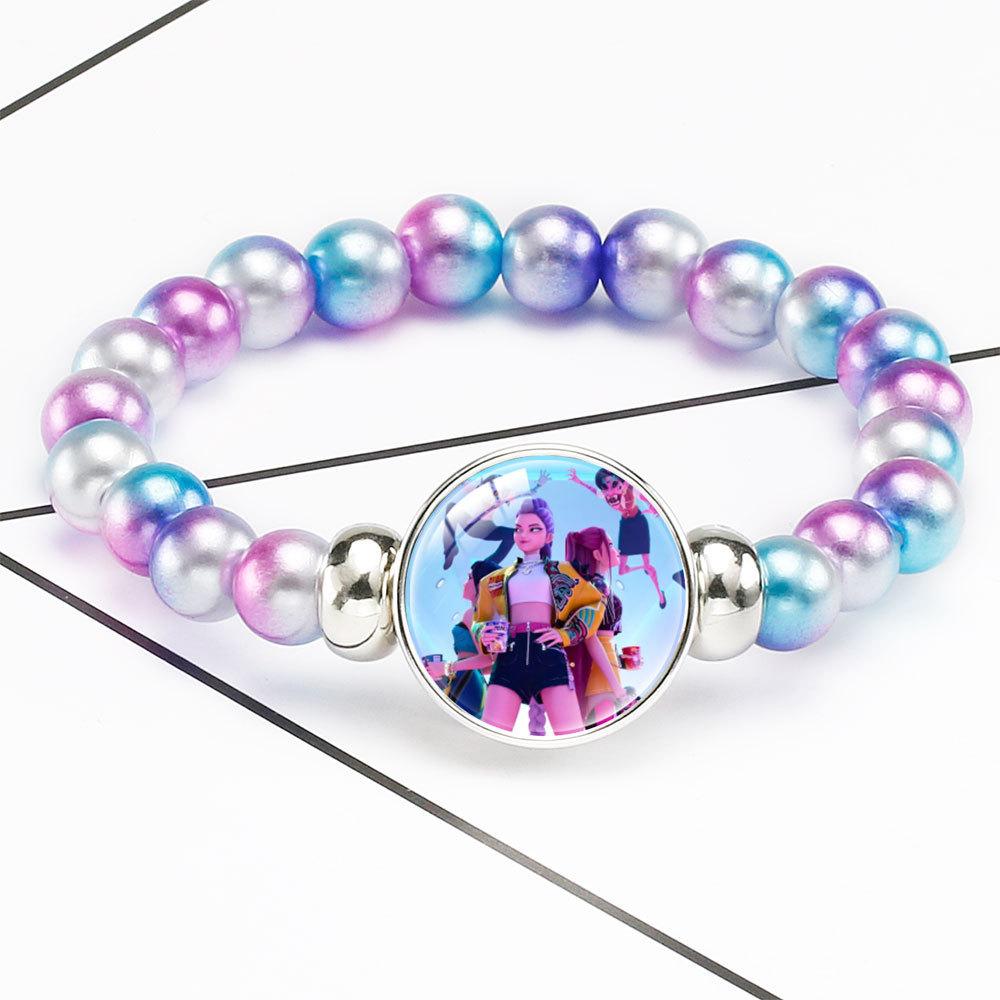 Браслет из бусин с плавным переходом цвета Rumi Zoey Mira Браслет с инкрустированным кристаллом Скрытая застежка Съемное эластичное украшение