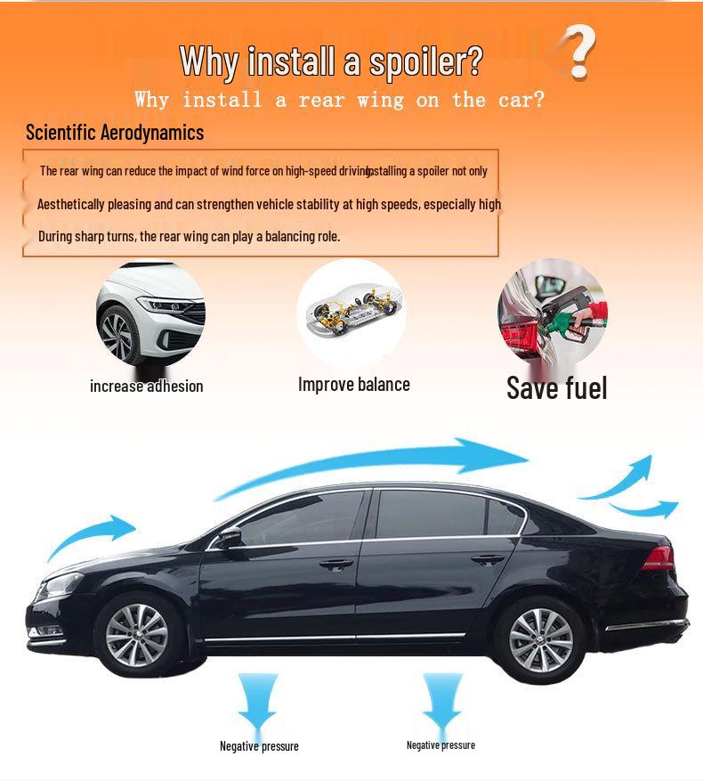 Совместимый задний спойлер-лезвие для Volkswagen Magotan B7 (2012-2016), Легкая установка без сверления.