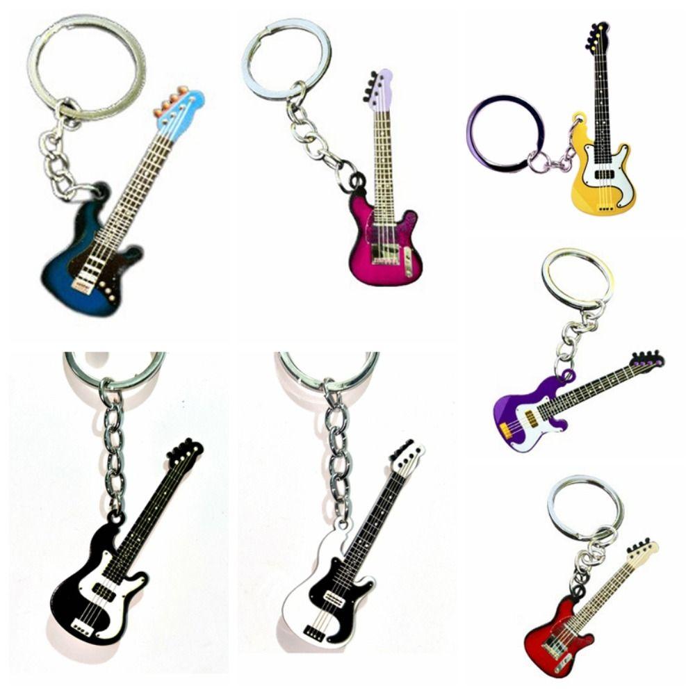 Cool Guitar Key Chain Hip Hop Musical Instrument Keychain Key Chain Guitar Keyring Man Women