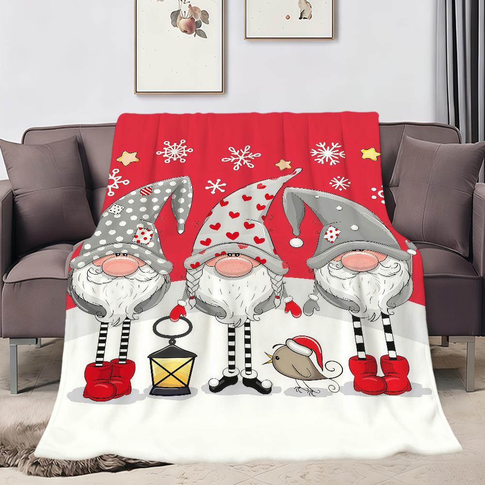 fashion art Cute Christmas gnomes Flannel soft warm plush blanket for sofa living room pet hogar bedroom gift home Car portable