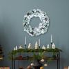 Snow Flocked Christmas Wreath Outside Christmas Tree Ornament Backdrop Artificial Wreath Door for Window Garden Lawn Wall Office