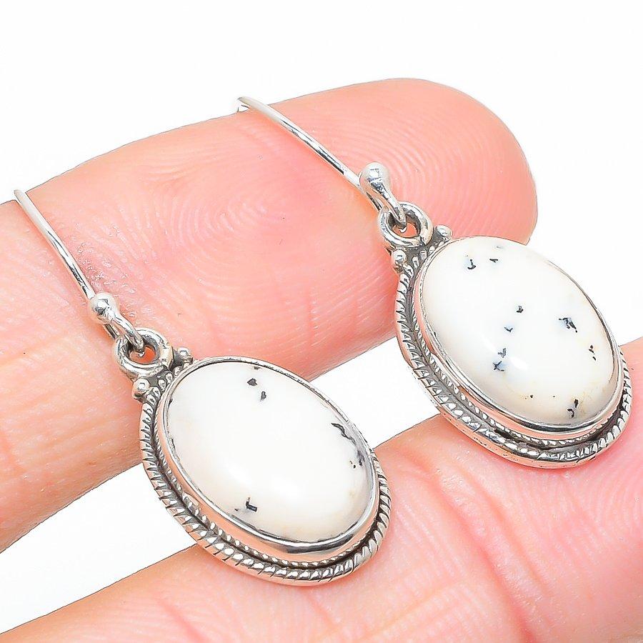 Серьги из натурального дендрита и опала, из чистого серебра 925 пробы, 1,25 дюйма, l9Q66